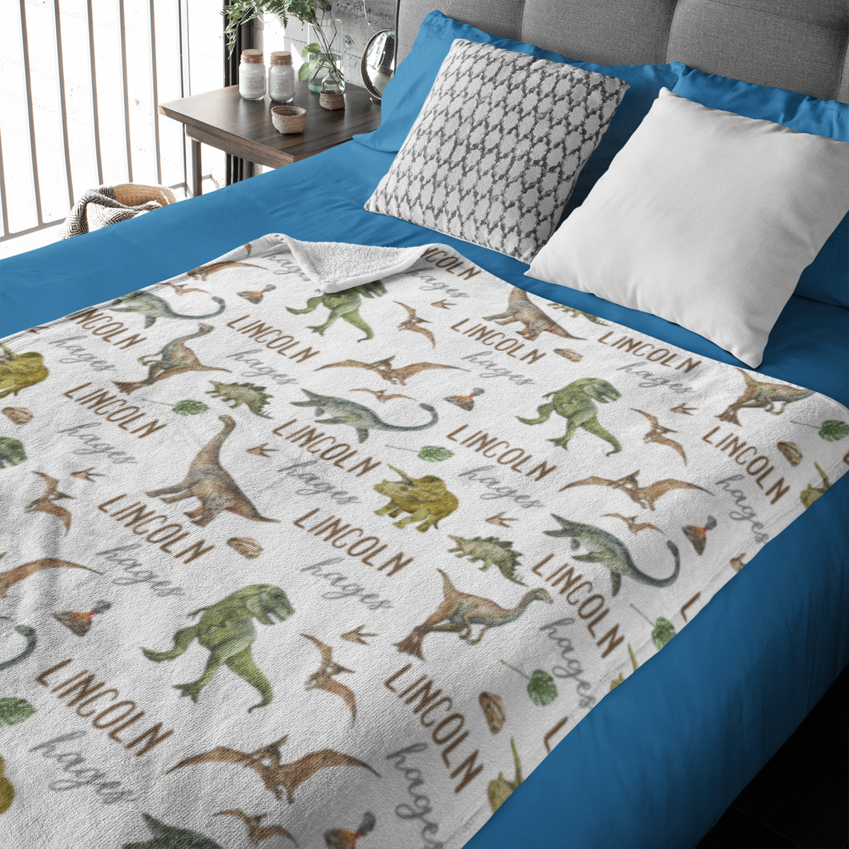 Personalized Cute Dinosaur Friends Name Blankets - Gift for Kids