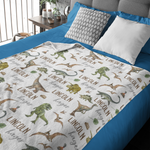 Personalized Cute Dinosaur Friends Name Blankets - Gift for Kids