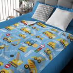 Personalized Traffic Engineering Vehicle Themed Name Blanket - Gift for Kids