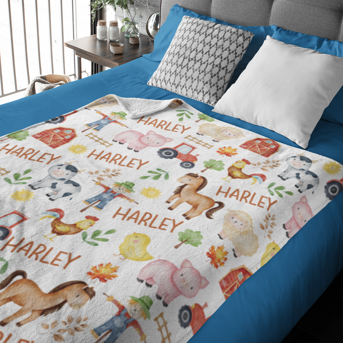 Personalized Custom Farm Animal Name Blankets - Gift for Kids