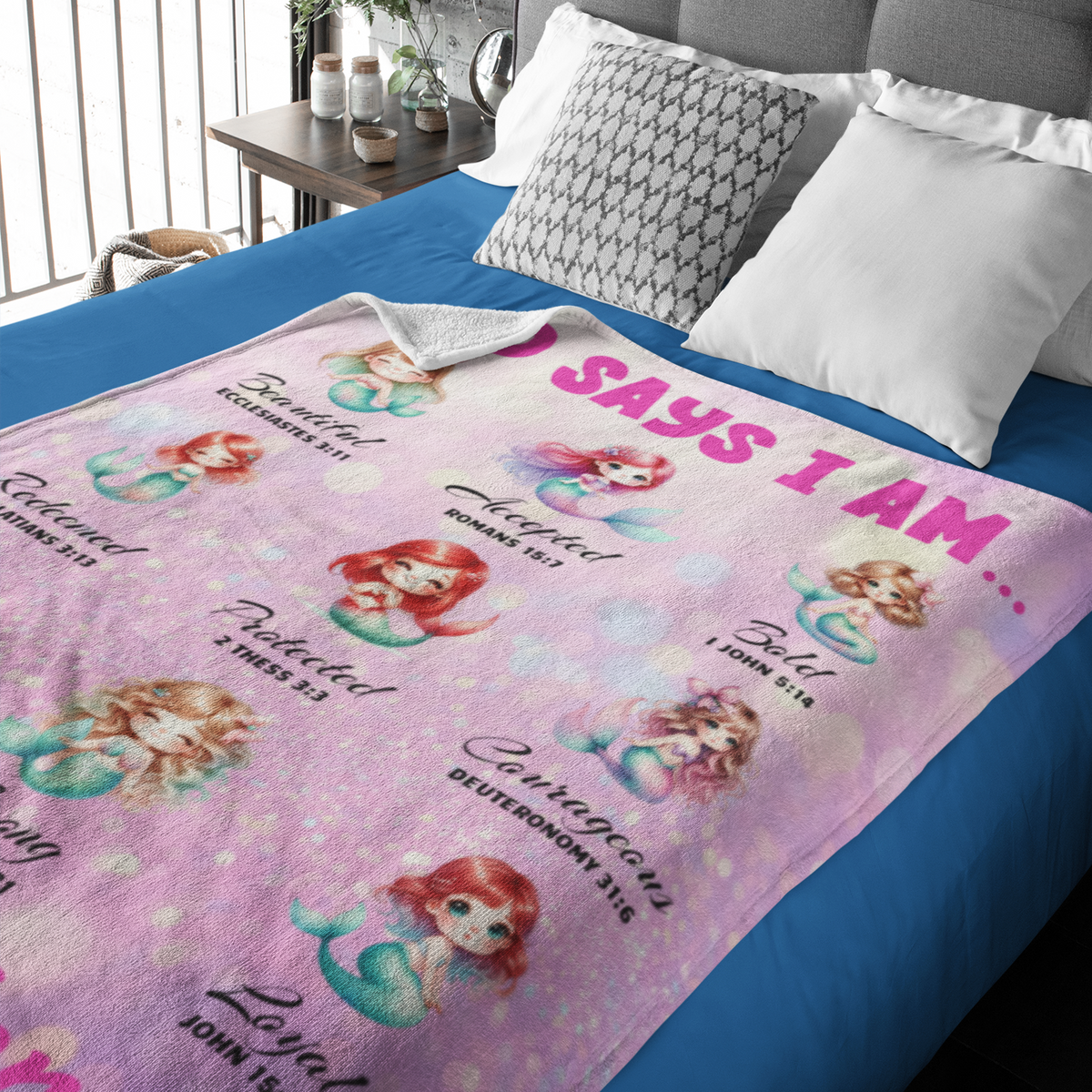 Personalized Custom Mermaid Name Blankets - Gift for Kids