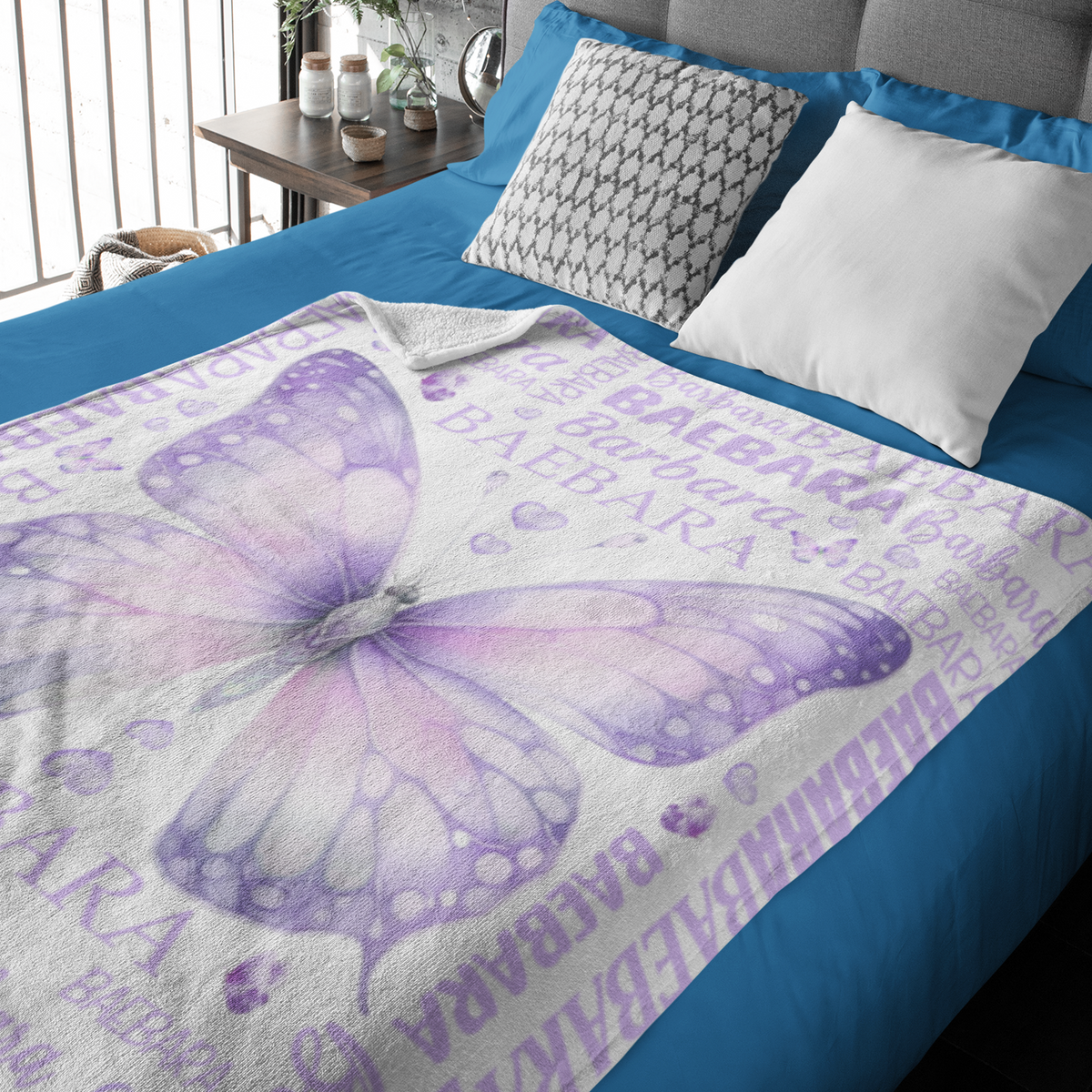 Personalized Custom Colorful Butterfly Name Blanket - Gift for Kids