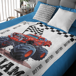 Personalized Boy Monster Truck Themed Name Blanket - Gift for Kids