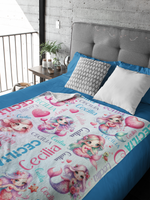 Personalized Mermaid Themed Name Blanket - Gift for Kids