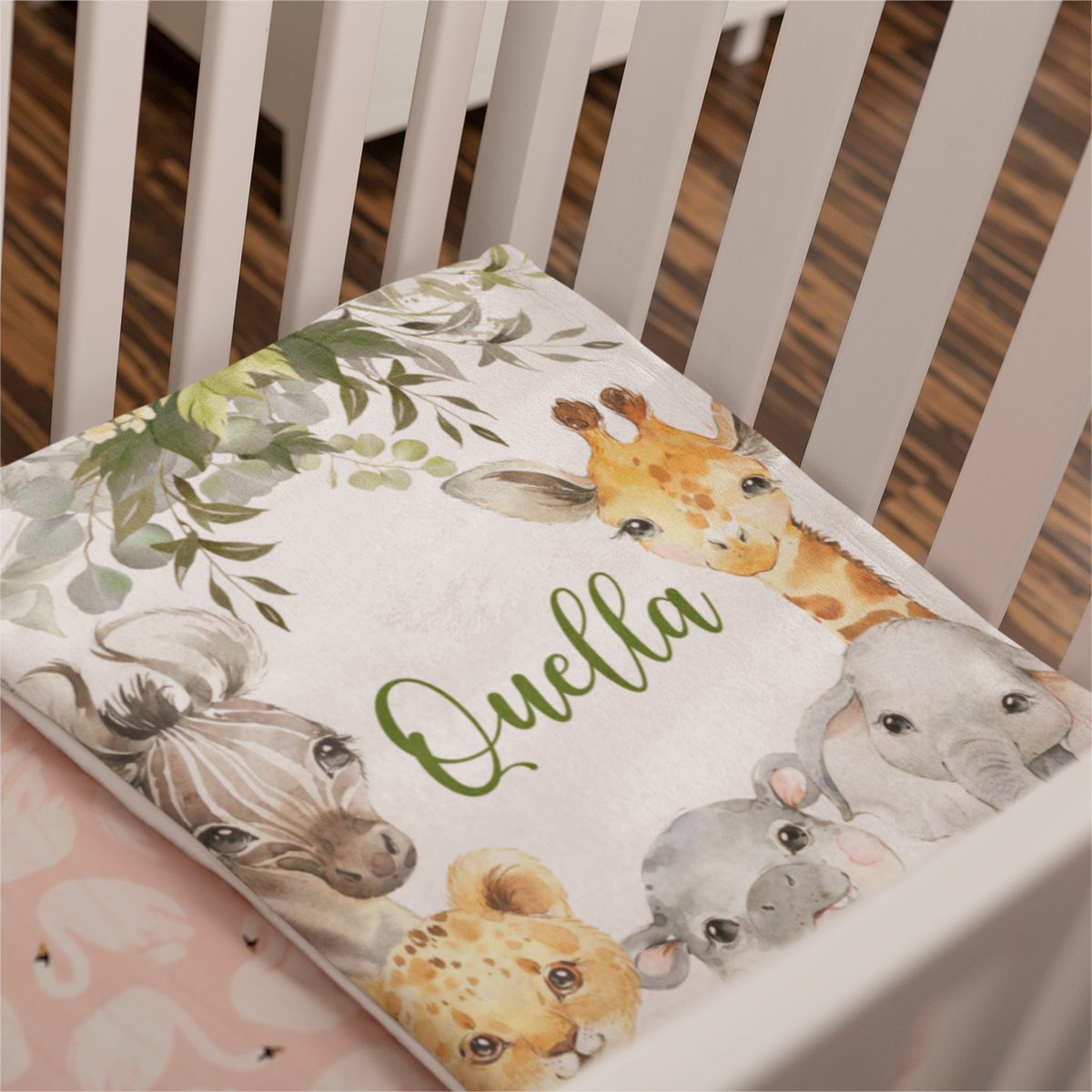 Personalized Safari Animal Party Blanket - Gift for Baby