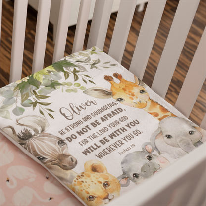 Personalized Bible Verse Forest Animals Baby Blanket - Gift for Baby