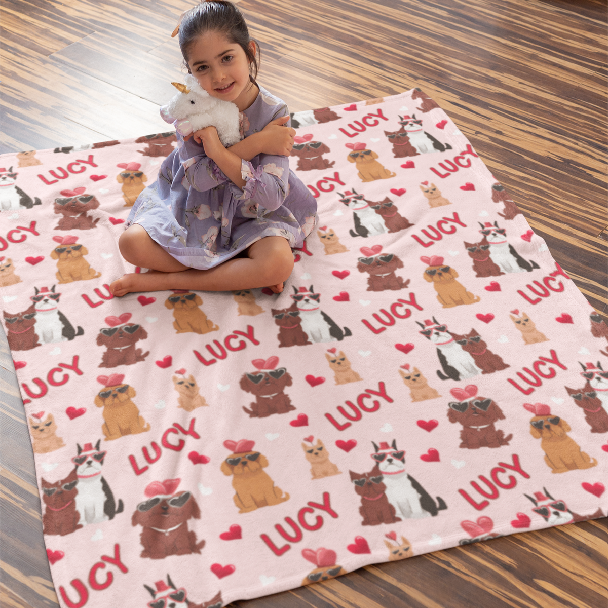 Personalized Valentine's Day Name Blankets - Gift for Kids