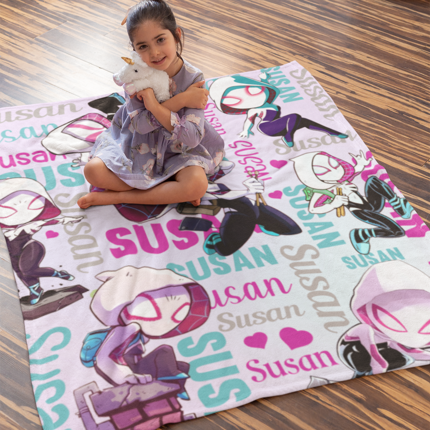 Personalized Pink Girls Name Blanket - Gifts for Kids