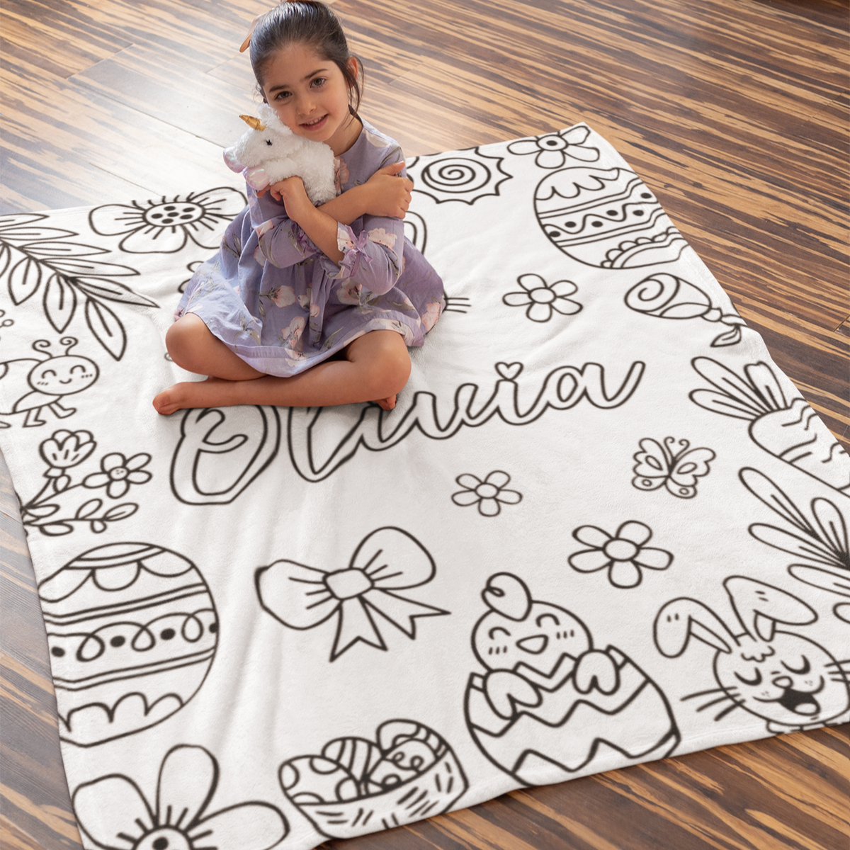 Personalized Cute Easter Coloring Blankets🎨- Gift for Kids