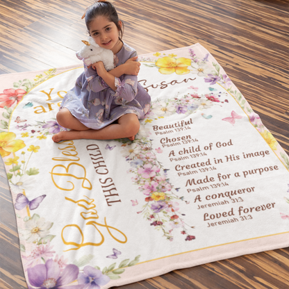 Personalized Custom Newborn Christening Name Blanket - Gift for Kids