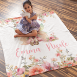 Personalized Girl Butterfly Themed Name Blanket - Gift for Kids