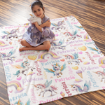 Personalized Girl Unicorn Name Blanket - Gift for Kids