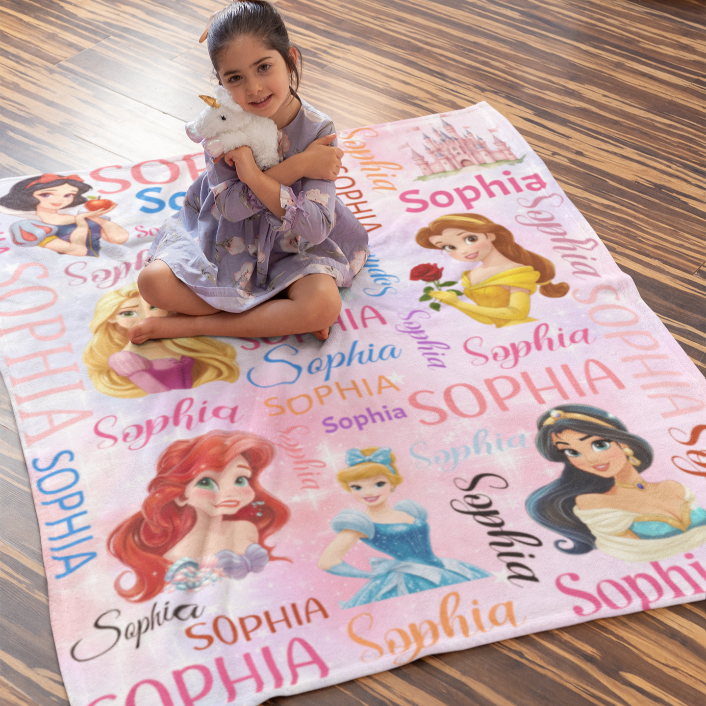 Personalized Name Cute Girl Blanket - Gift for Kids