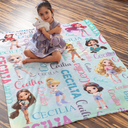 Personalized Cute Girls Blanket - Gifts for Kids