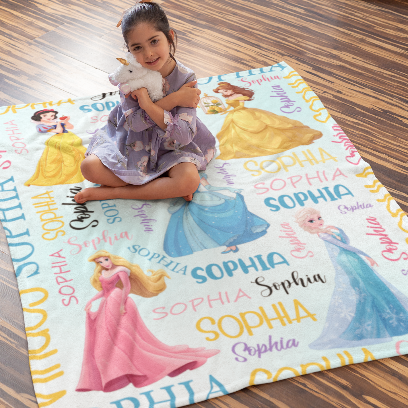 Personalized Girl's Name Gift Blanket - Gift for Kid