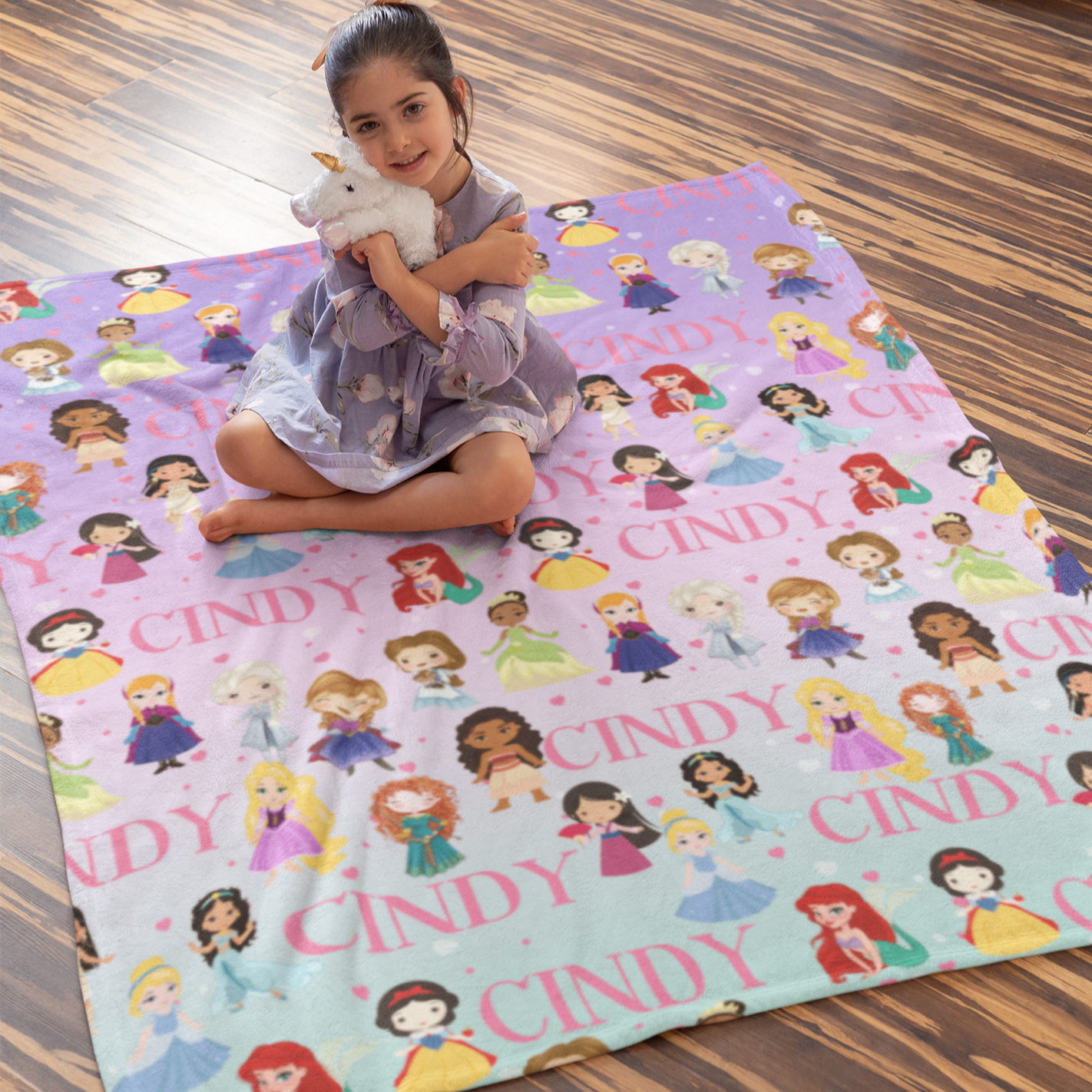 Personalized Princess Girl Name Blanket - Gift for Kids