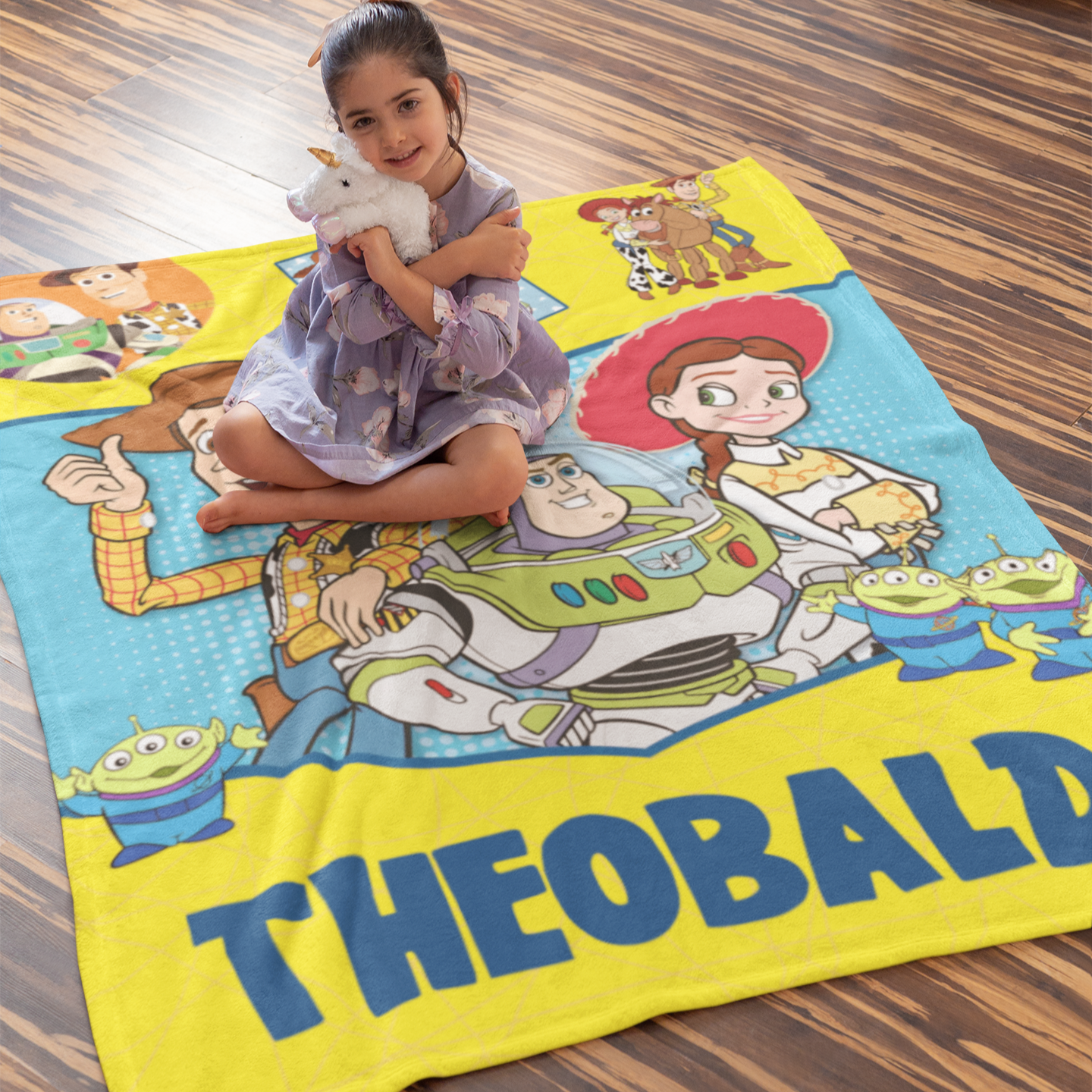 Personalized Cartoon Colors Children's Name Blanket - Gift for Kids