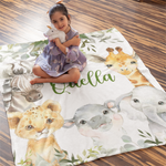 Personalized Safari Animal Party Blanket - Gift for Baby