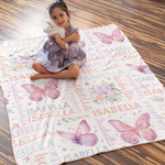 Personalized Custom Colorful Buttefly Name Blankets - Gift for Kids