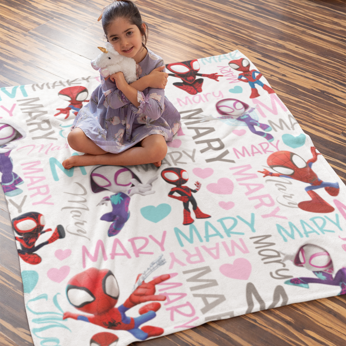 Personalized Cartoon Spider Hero Name Blankets - Gift for Kids