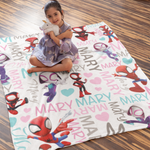 Personalized Cartoon Spider Hero Name Blankets - Gift for Kids