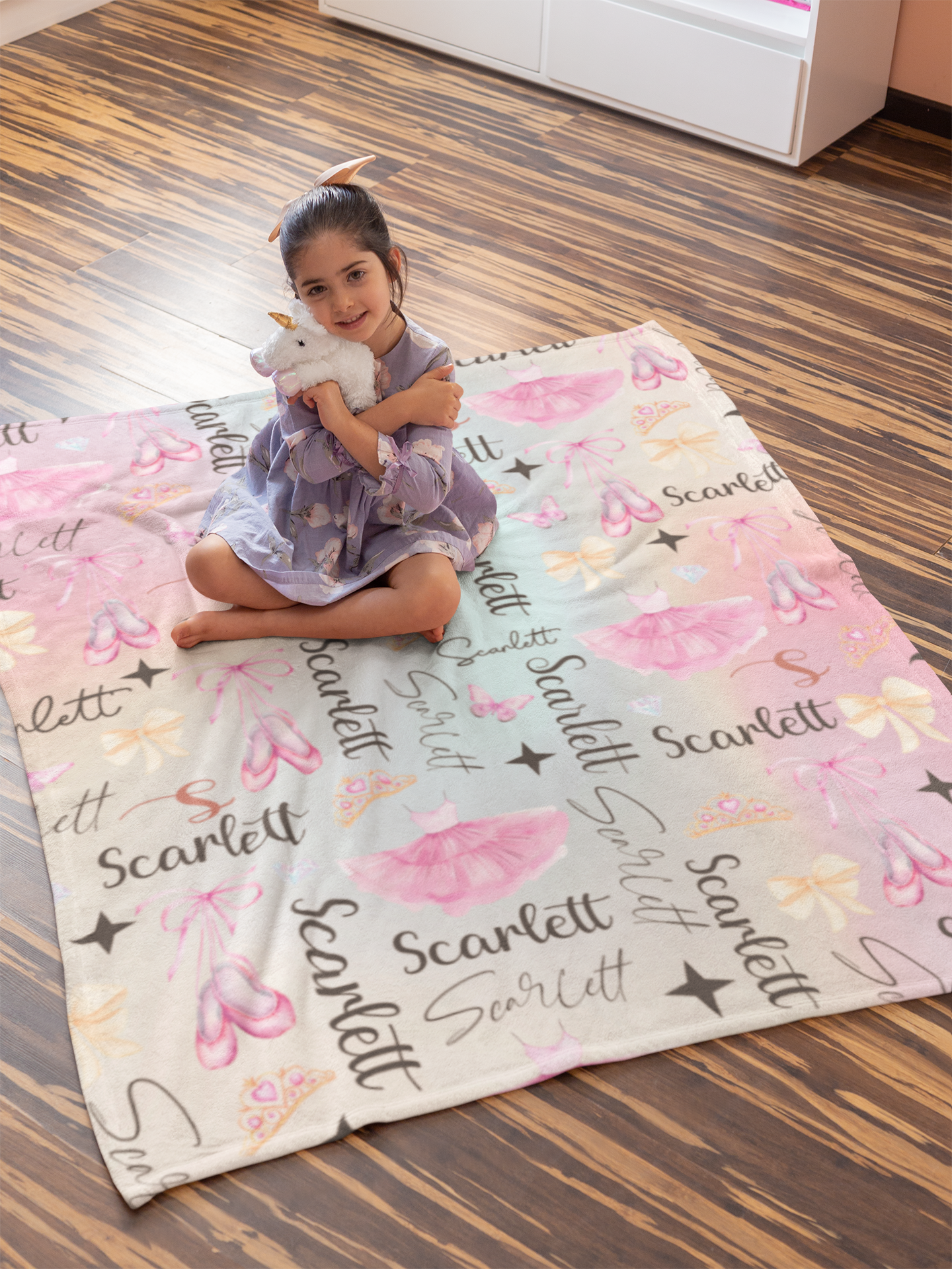 Personalized Ballet Baby Girl Name Blanket - Gift for Kid