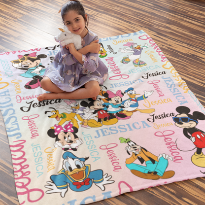 Personalized Cute Cartoon Name Blanket - Gift for Kids