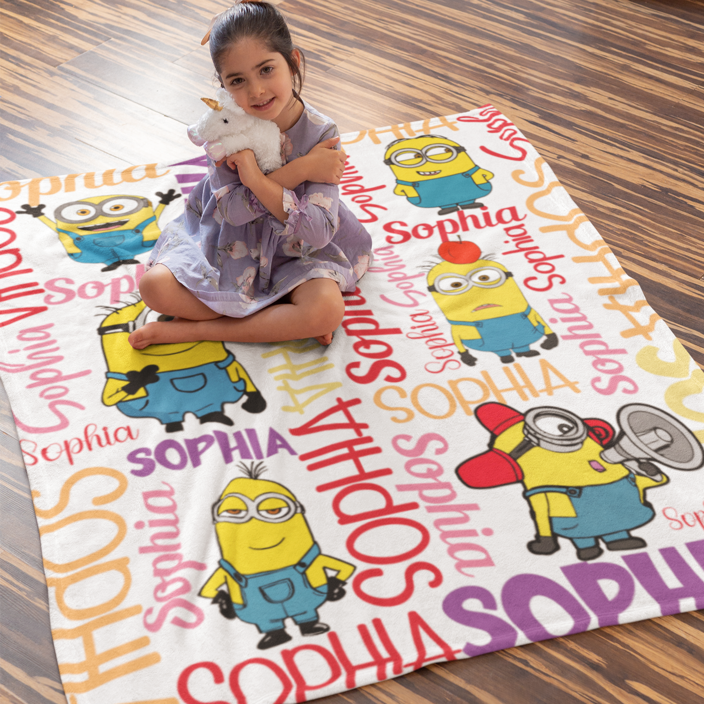 Customized Cute Cartoon Name Blanket - Gift for Kids