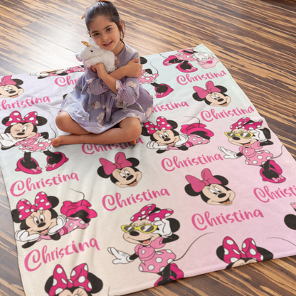 Customized Cute Cartoon Children's Name Blanket - Gift for Kids