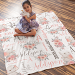 Personalized Cute Floral Elephant Blankets - Gifts for Baby