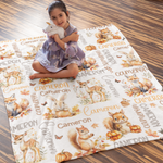 Personalized Fall Forest Animal Name Blanket - Gift for Kids