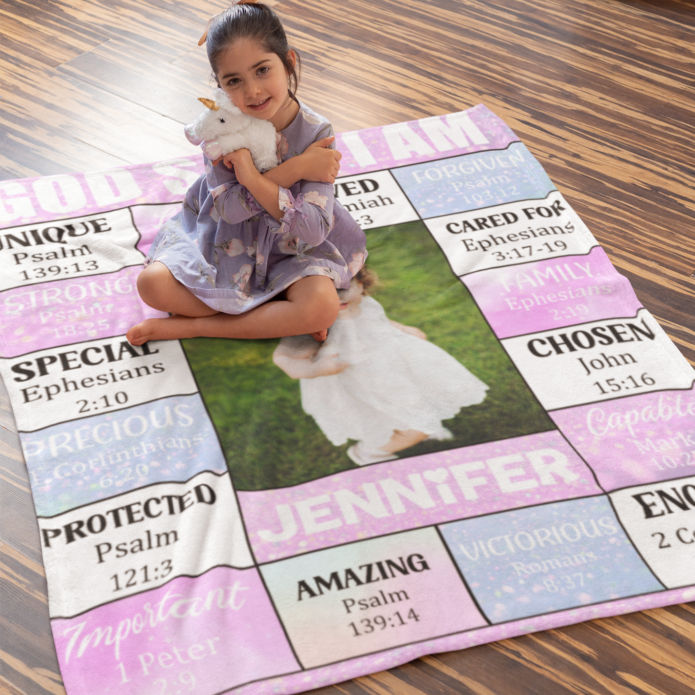 God Says I Am - Personalized Photo Blanket - Gift for Family