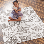 Personalized Doodle Butterfly Coloring Blanket🎨- Gift for Kids