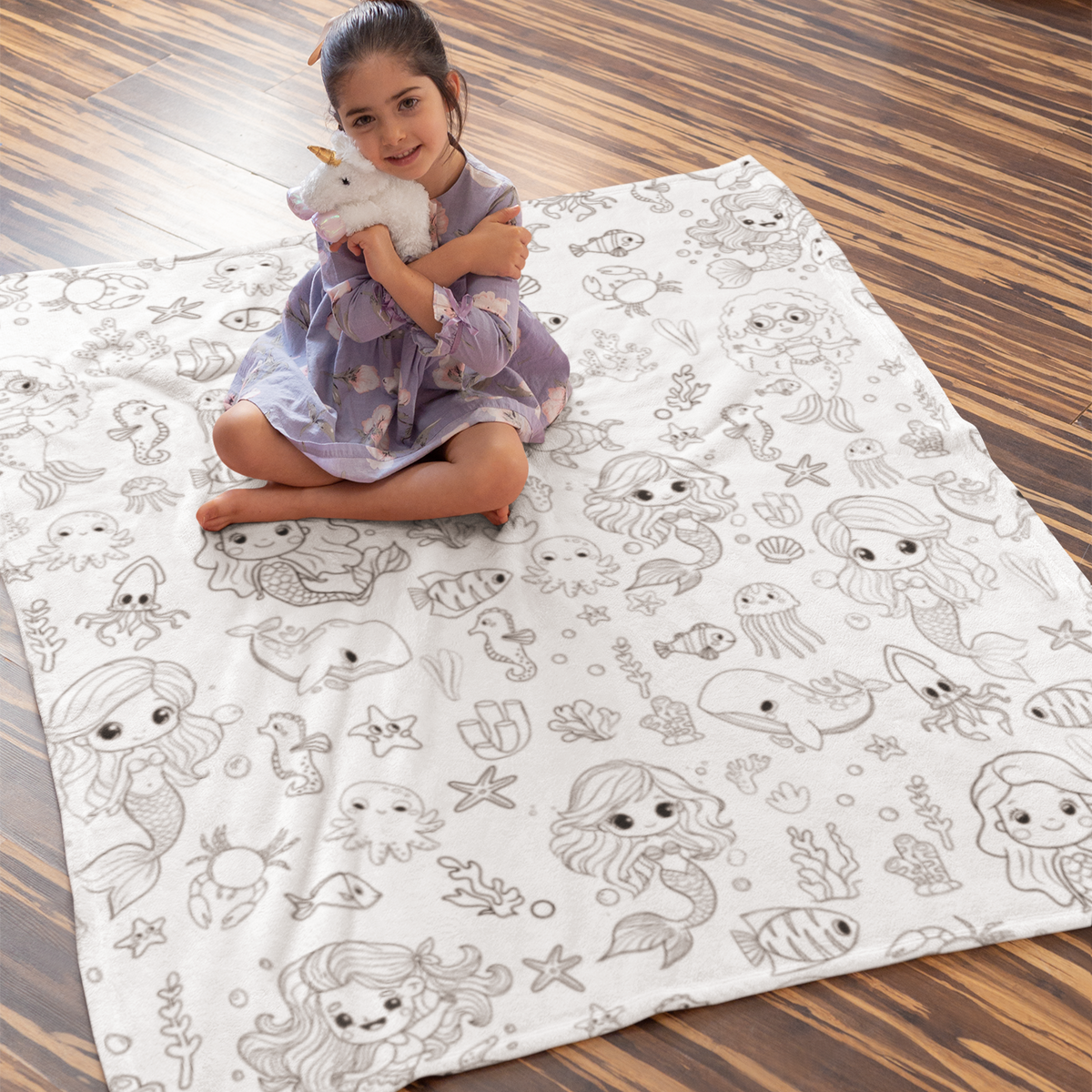 Mermaid Doodle Blanket🎨- Gift for Kids