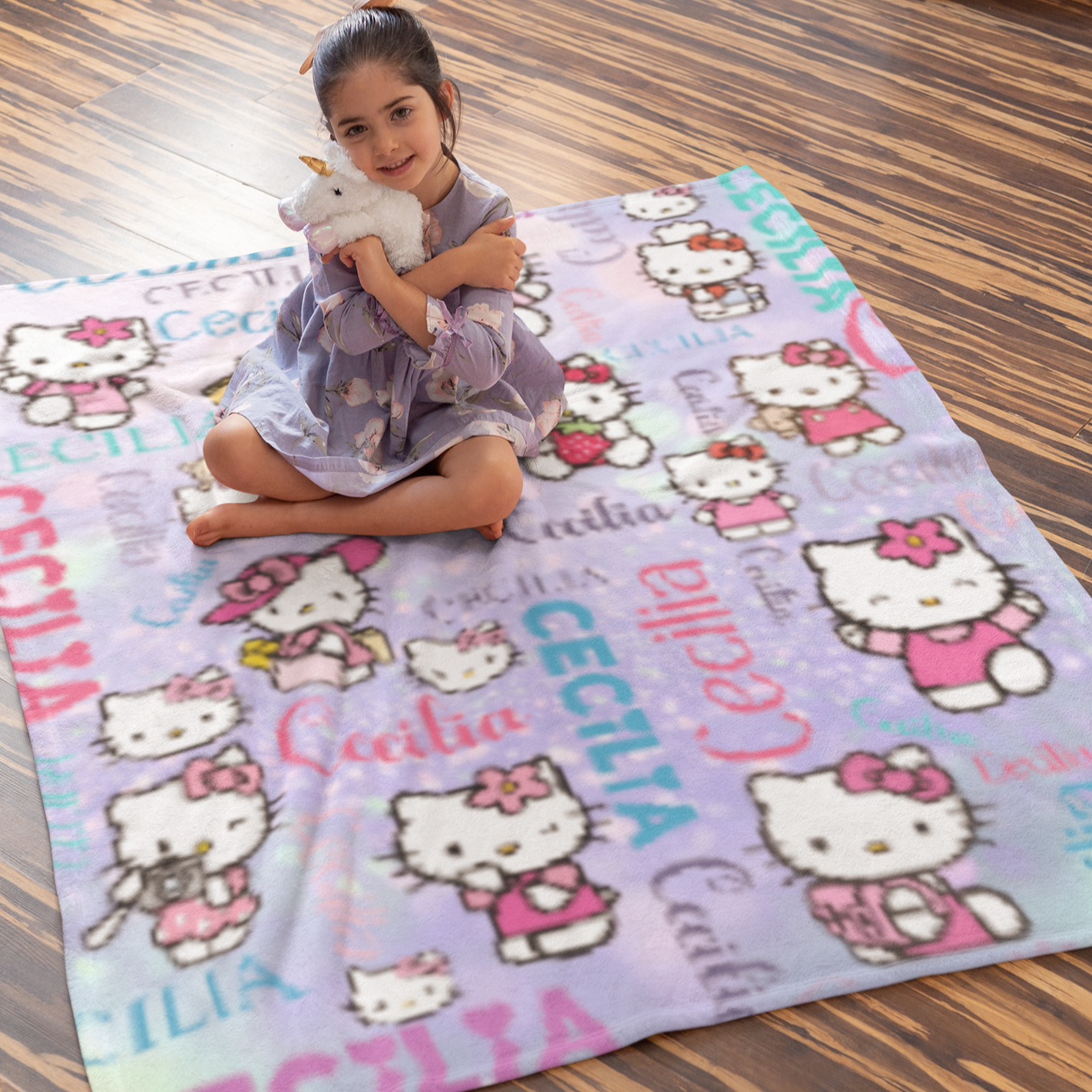 Personalized Girls Cat Name Blanket - Gifts for Kids