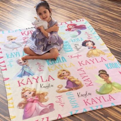 Personalized Girls Name Blanket - Gradient Colors - Gift for Kids