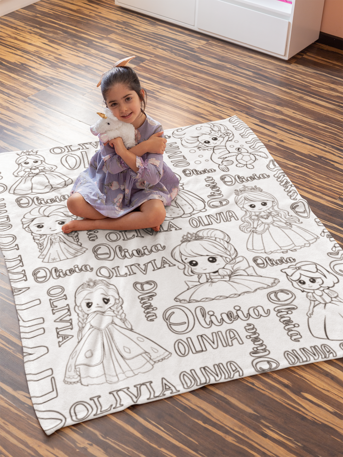 Personalized Cute Princess Girl Doodle Blankets🎨- Gift for Kids