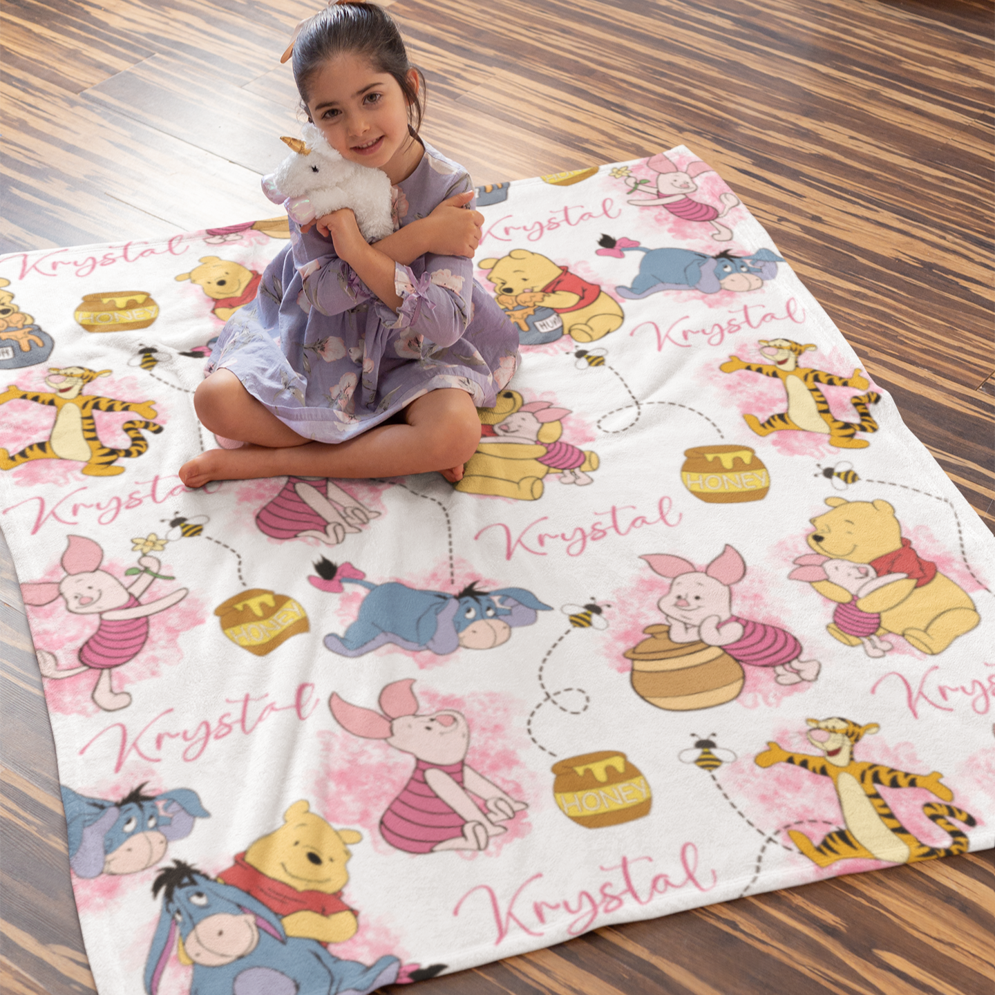 Personalized Cartoon Animals Name Blankets - Gift for Kids