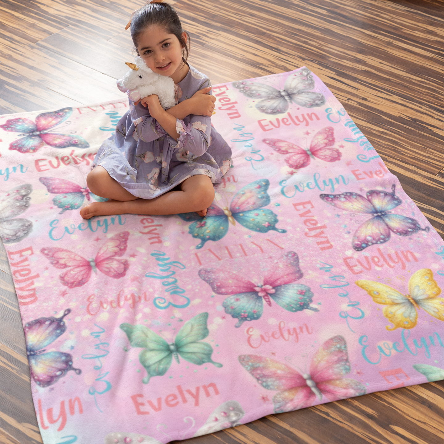 Personalized Magical butterfly Name Blanket - Gift for Kids