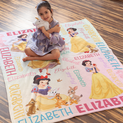 Personalized Cute Girl Name Blanket - Gifts for Kids