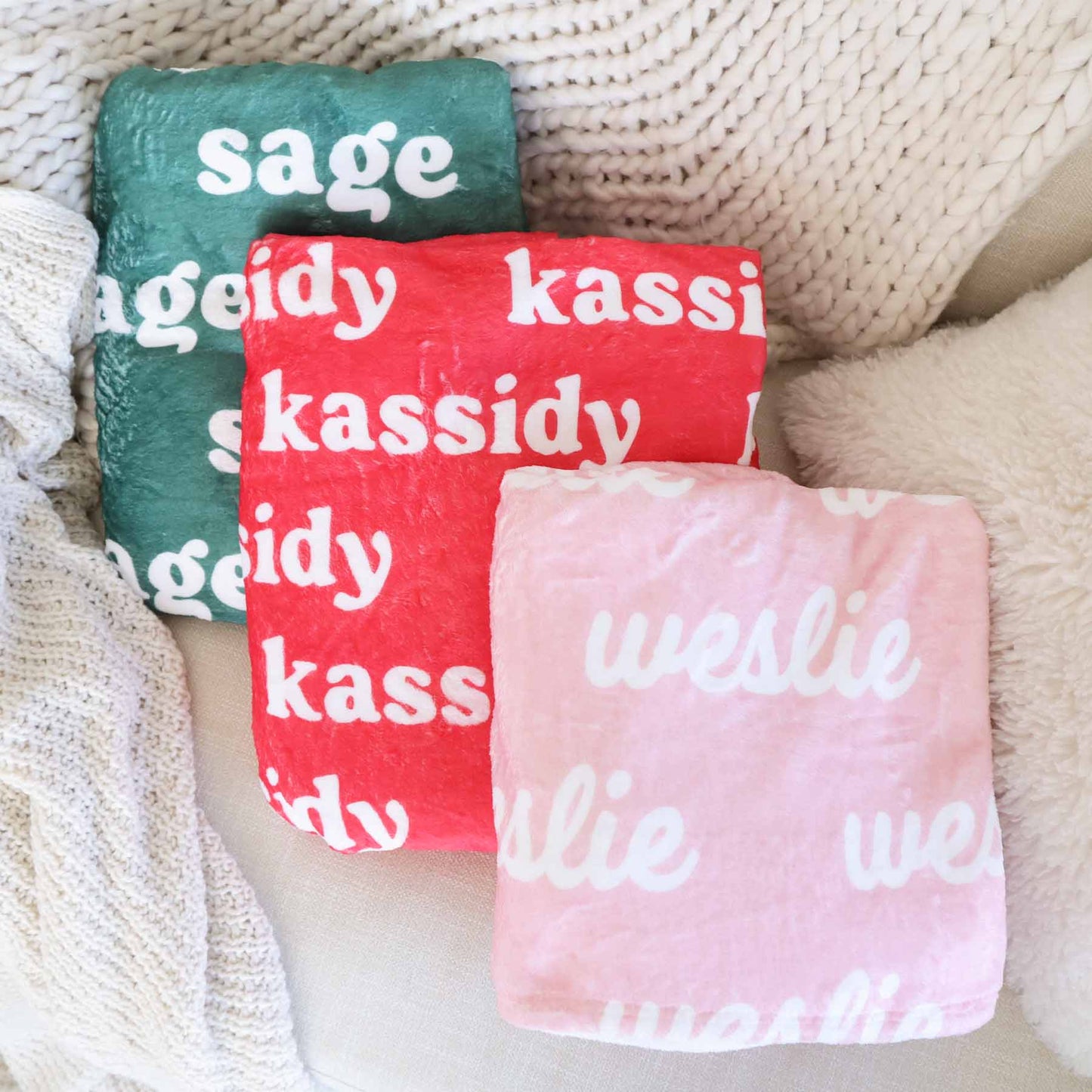 Christmas Collection - Personalized Name Blankets - Gifts for Family